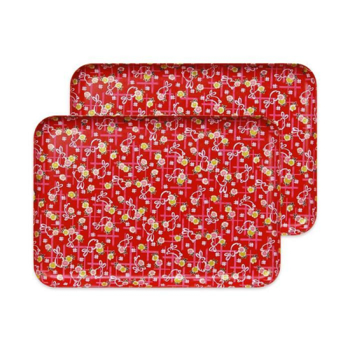 タツクラフト 友禅和紙トレー L 39cm 2枚セット 小花 舞うさぎ 【Tk322】 1974636 - 和歌山県上富田町