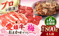 【全6回定期便】【令和7年4月より寄附金額見直し（値上げ）予定】「愛姫牛」店主におまかせ旬セット【梅】800g（4人前）愛媛県大洲市/有限会社 木村屋精肉店  小間切れ 角切り 赤身 牛肉 冷凍 冷凍肉 お肉 [AGCC058]