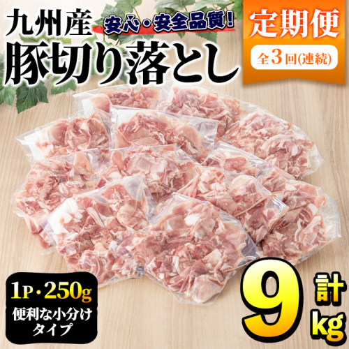 ＜定期便・全3回＞豚肉ウデモモ切り落とし(計9kg・1パック250g) 小分け 国産 豚肉 豚小間 真空パック 家庭用 豚こま 定期便 スライス 焼肉 BBQ 冷凍配送 個包装 切り落し 切落し すき焼き しゃぶしゃぶ セット 詰め合わせ 数量限定【三九】a-47-2-z 197602 - 鹿児島県阿久根市