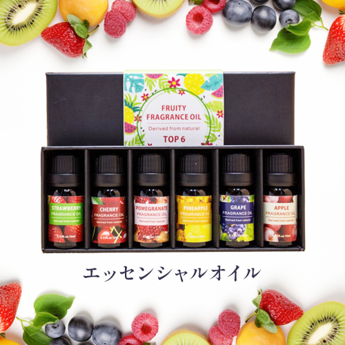 エッセンシャルオイル ( フルーティー フレグランスオイル ) 精油 10ml×6本 ( チェリー 、 葡萄 、 パイナップル 、 リンゴ 、 ストロベリー 、 ザクロ ) オイル アロマオイル アロマ フレグランス 香り リラックス 睡眠 ギフト プレゼント セット  母の日 贈り物 癒し ふるさと納税 [BX052ya] 1979423 - 茨城県八千代町