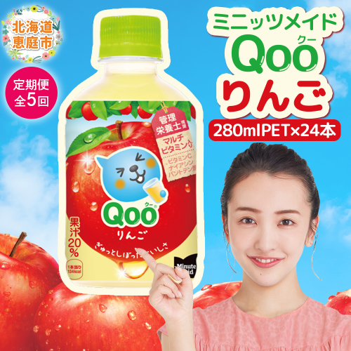 【定期便：全5回】ミニッツメイド Qoo りんごPET　280ml×24本【380083】 1979451 - 北海道恵庭市