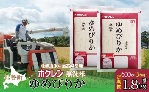 【新米】【令和6年産米】【3ヶ月定期配送】（無洗米600g）ホクレンゆめぴりか 【 ふるさと納税 人気 おすすめ ランキング 北海道産 米 こめ 無洗米 白米 コメ ご飯 ごはん ゆめぴりか 600g 定期便 北海道 壮瞥町 送料無料 】 SBTD153 1980099 - 北海道壮瞥町