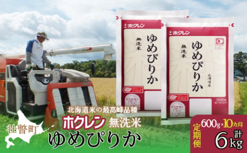 新米】【令和6年産米】【10ヶ月定期配送】（無洗米600g）ホクレンゆめぴりか 【 ふるさと納税 人気 おすすめ ランキング 北海道産 米 こめ 無洗米 白米 コメ ご飯 ごはん ゆめぴりか 600g 定期便 北海道 壮瞥町 送料無料 】 SBTD155 1980114 - 北海道壮瞥町