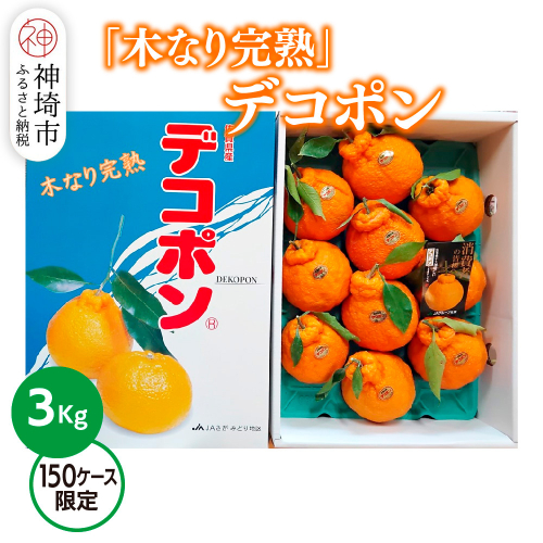 【2025年3月中旬より発送開始】【木なり完熟】デコポン 3kg 150ケース限定【みかん 柑橘 清美 ポンカン フルーツ デザート】(H116148) 1980729 - 佐賀県神埼市