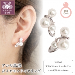 【ふるさと納税】K18WG アコヤ真珠 ダイヤモンド イヤリング(No.10：03032531)