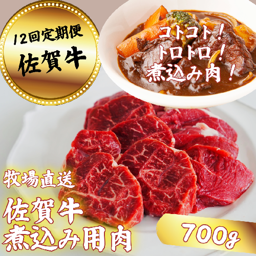 【定期便12回】佐賀牛 煮込み用肉 700g：C172-013 1981969 - 佐賀県佐賀市