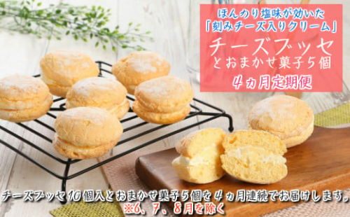 【定期便４カ月】こだわりの窯焼き「チーズブッセ」１０個入とおまかせ菓子５個×４ヵ月連続お届け 1982153 - 岩手県久慈市