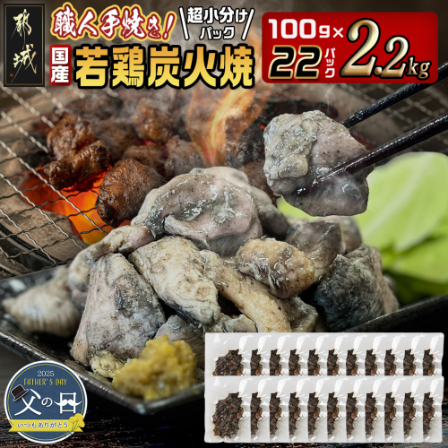 【父の日】≪超小分けパック≫職人手焼き!国産若鶏炭火焼2.2kg≪6月12日～15日お届け≫_AA-3311-FG 1983356 - 宮崎県都城市