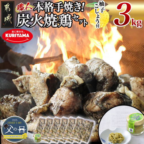 【父の日】本格手焼き!炭火焼鶏3kg(ゆずこしょう付)≪6月12日～15日お届け≫_MJ-1417-FG 1983598 - 宮崎県都城市