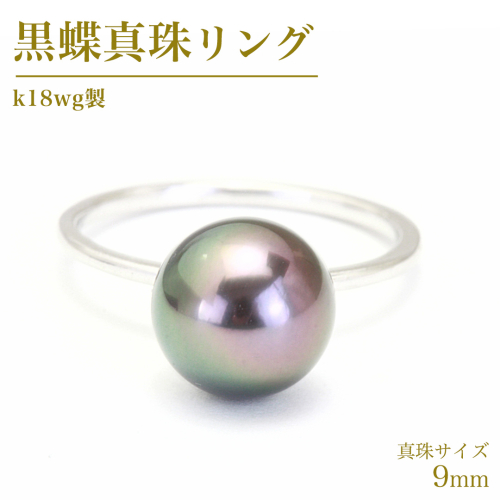 黒蝶真珠 9.0mm k18wg製 リング ( ダイヤモンド 無し ) フォーマル 冠婚葬祭 真珠 ペンダント ネックレス ジュエリー ギフト 記念 贈り物 贈答 プレゼント [AH139sa] 1985611 - 茨城県桜川市