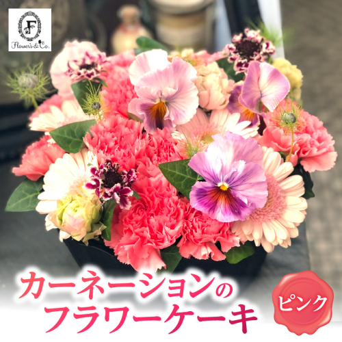 【花瓶いらず！】ピンクカーネーションでふわもこケーキのようなフラワーアレンジ！ そのまま飾れる プレゼント 贈り物 還暦 記念日 お誕生日 お祝い 母の日 H174-005 1996134 - 愛知県碧南市