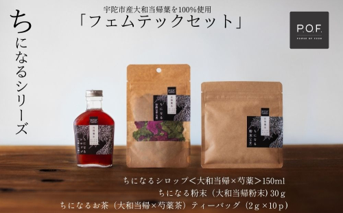 大和当帰葉商品「ちになるシリーズ」フェムテックセット ／POWER OF FOOD ふるさと納税 芍薬 シロップ 瓶 ガラス瓶 国産 食材 炭酸 大和当帰葉 有機 お湯割り 甜菜糖 ハチミツ お茶 ご飯 はちみつ 送料無料 ち 奈良県 宇陀市
 1997449 - 奈良県宇陀市