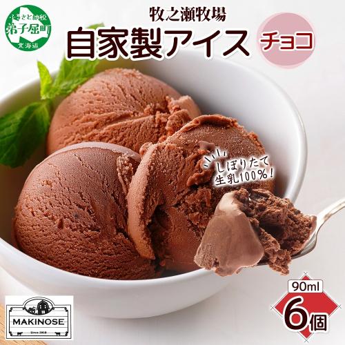 3220. 牧之瀬牧場 自家製アイス チョコ 90ml 6個 アイス 氷菓子 チョコ味 チョコレート フレーバー 牧場 手作り セット おやつ デザート スイーツ 冷凍 ギフト 送料無料 北海道 弟子屈町 1998517 - 北海道弟子屈町