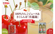 [2回定期便]100%りんごジュース&2025年産さくらんぼ「佐藤錦」山形県 東根市 hi037-002-1