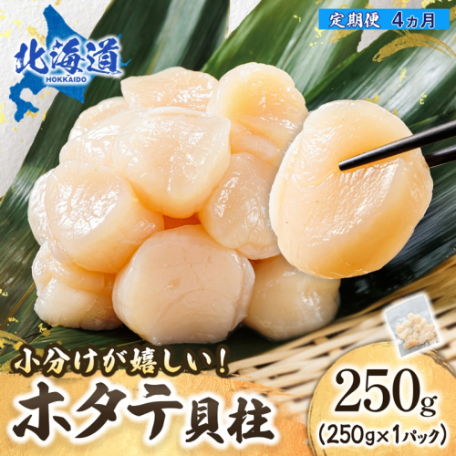 【定期便 4ヶ月連続】北海道産 ホタテ貝柱 約250g×1パック | 帆立 ホタテ ほたて 貝柱 冷凍 刺身 刺し身 小分け ホタテ貝柱 刺身 冷凍 セット 産地直送 定期便 魚介類 海鮮 絶品 人気 ヒロセ 北海道 釧路町 釧路超 特産品 2005714 - 北海道釧路町