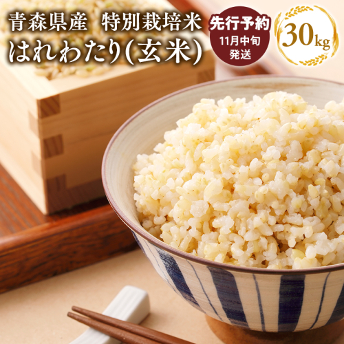 【令和7年産 先行予約   配送時期：2025年11月中旬～】　特別栽培米 はれわたり玄米30kg(10kg×3袋)　 2006512 - 青森県平川市