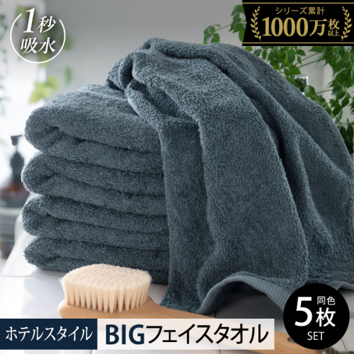 【スピード発送】ヒオリエ ホテルタオル ビッグフェイスタオル 5枚 クラウドブルー【タオル 泉州タオル 吸水 普段使い 無地 シンプル 日用品 ふわふわ ふかふか 家族 たおる 一人暮らし】 099H1916 2007571 - 大阪府泉佐野市