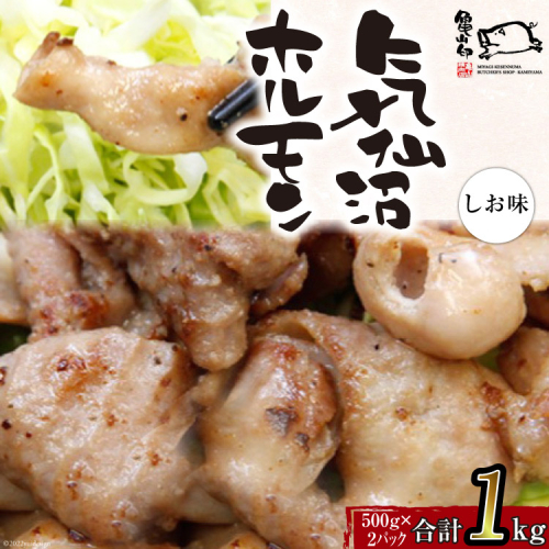 亀山印 気仙沼ホルモン しお味 500g ×2 [気仙沼市物産振興協会 宮城県 気仙沼市 20565252] 豚 生モツ ホルモン 塩 しお 味付き 焼肉 冷凍