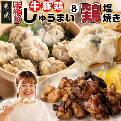 手作り☆牛・豚・鶏しゅうまい&鶏塩焼きセット_AA-L902 2009617 - 宮崎県都城市