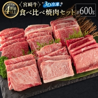 ＜3D冷凍＞宮崎牛食べ比べ焼肉セット(100g×6種類) 4等級 A4ランク 牛肉 ブランド【C349】
