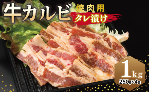 牛カルビ 焼肉用 タレ漬け 合計1kg【味付け 小分け 焼くだけ 簡単調理 BBQ 牛肉 250g×4袋】 010B1595 2011236 - 大阪府泉佐野市