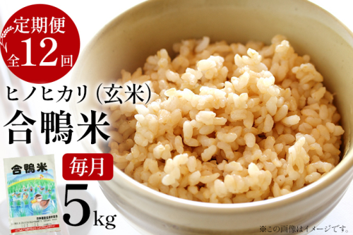 令和7年産 合鴨米「ヒノヒカリ」（玄米・5kg）定期便12回コース　BI06　※2025年10月より順次出荷予定 201124 - 福岡県大木町