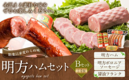 創業以来、「変わらぬ製造」「変わらぬ味」を守り続け、丹精込めて作り上げた味をセットにしました。？明方ハム：国産豚肉を１００％使用し、添加物や保存料を極力使用していないプレスハムです。？明方ボロニアソー