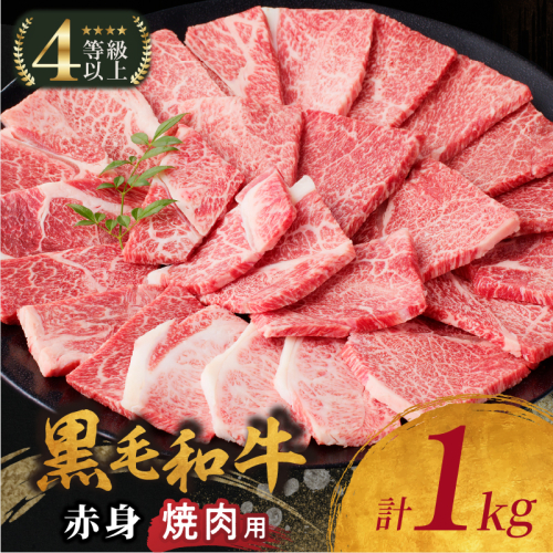 生産者応援≪肉質等級4等級以上≫黒毛和牛赤身焼肉(計1kg) 肉 牛 牛肉 国産_T030-093 2013540 - 宮崎県都農町