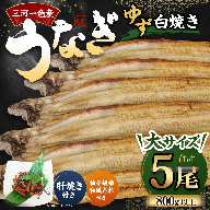 三河一色産 うなぎ白焼き 大5尾 (ゆず胡椒和風たれ付き) タレ付き お魚 湯煎 惣菜 セット 簡単調理 冷凍