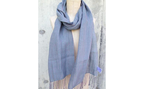 ito to iro 手染め・手織り仕上げ　「ストール」ライトグレー×ピンク細ストライプ ファッション小物  201927 - 福岡県朝倉市