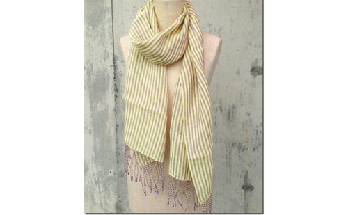 ito to iro 手染め・手織り仕上げ　「ストール」パープル×クリームイエロー太ストライプ ファッション小物  201928 - 福岡県朝倉市