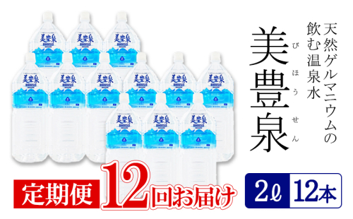 J19-1405／【12回定期便】飲む温泉水/美豊泉(2L×12本) 2019462 - 鹿児島県垂水市