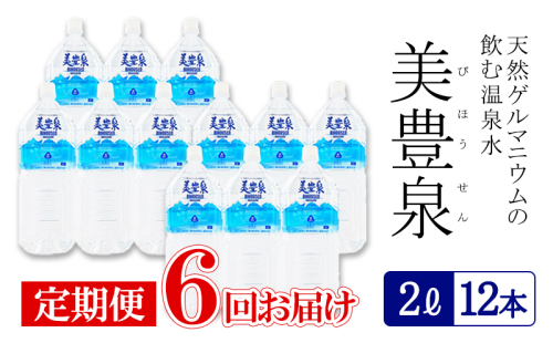 I9-1402/【6回定期便】飲む温泉水/美豊泉(2L×12本) 2020410 - 鹿児島県垂水市