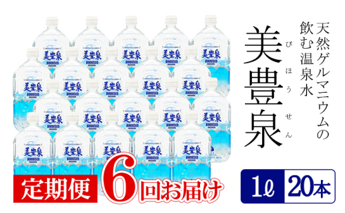 I9-1401/【6回定期便】飲む温泉水/美豊泉(1L×20本) 2020411 - 鹿児島県垂水市