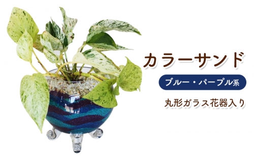 カラーサンド ガラス花器:丸 ブルー パープル系 インテリア 植物 202046 - 福岡県朝倉市