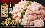 九州産若鶏 もも肉(約310g×8袋) 若鶏むね肉(約600g×7袋)合計約6.6kg セット 鶏肉 鶏もも肉 鶏むね肉 小分け 九州産 国産 冷凍