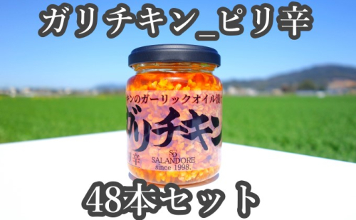 ★48本セット★【ガリチキン-ピリ辛】チキンのガーリックオイル漬け_ピリ辛（標準サイズ110g） 調味料 缶詰  202098 - 福岡県朝倉市