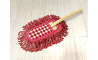 [むろの屋] 木製ハンドル付き デザインハンディモップ [赤チェック] [ 掃除道具 おしゃれ ナチュラル 北欧 インテリア 引っ越し 祝い 掃除 大掃除 そうじ モップ 丸洗い可能 便利 経済的 日用品 HYLON ]