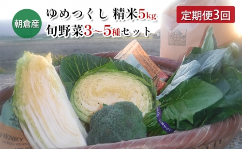 定期便 3回 米 5kg 季節野菜 セット 精米 ゆめつくし 202475 - 福岡県朝倉市