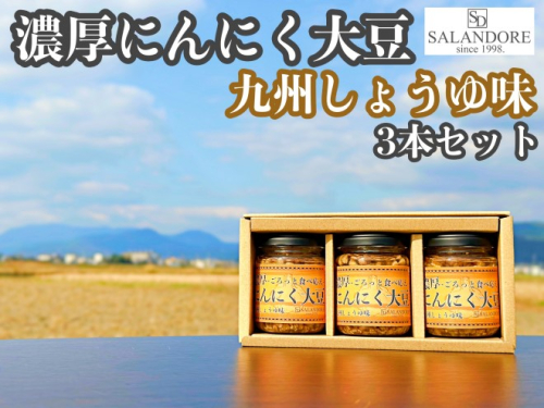 濃厚にんにく大豆_九州しょうゆ味_3本セット 加工食品 豆類 大豆ミート 独自製法 高たんぱく 食物繊維 ミネラル ビタミン オリジナルの味付け プレーン  202484 - 福岡県朝倉市