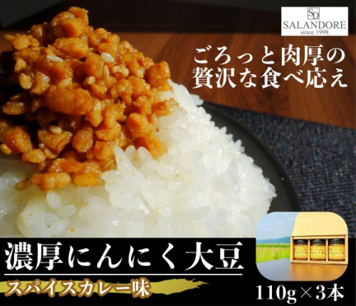 濃厚にんにく大豆_スパイスカレー味_3本セット 加工食品 豆類 大豆ミート 独自製法 高たんぱく 食物繊維 ミネラル ビタミン オリジナルの味付け  202490 - 福岡県朝倉市