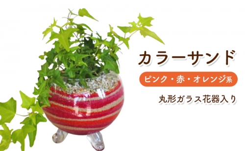 カラーサンド ガラス花器:丸 ピンク 赤 オレンジ系 インテリア 植物 202555 - 福岡県朝倉市