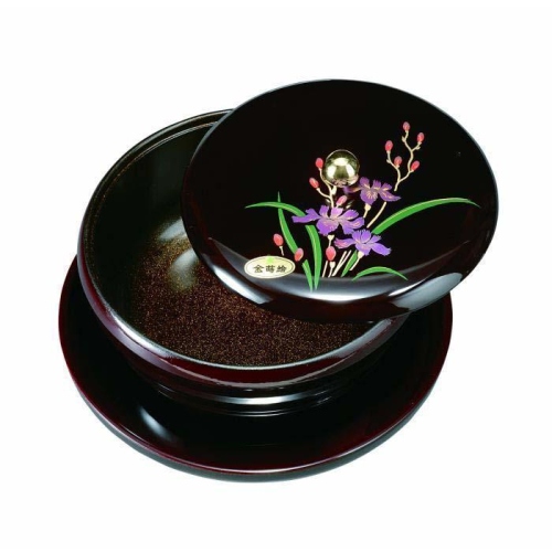 丸盆付菓子器 7.0寸 溜 山路(盛絵・内梨子地塗)【YG88】 2026555 - 和歌山県那智勝浦町