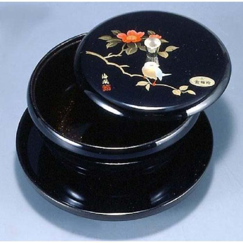 丸盆付菓子器 7.0寸 さえずり(盛絵・内梨子地塗)【YG89】 2026556 - 和歌山県那智勝浦町
