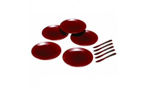 4.5寸 銘々皿 総春慶塗 (5枚組・フォーク付き)【YG128】 2026595 - 和歌山県那智勝浦町