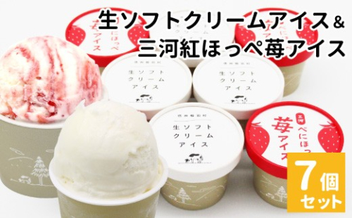 生ソフトクリームアイス＆べにほっぺ苺アイス 7個セット 5000円　生ソフトクリームアイス　紅ほっぺ　いちご　アイスクリーム　ソフトクリーム　スイーツ　デザート