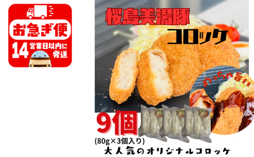 W-0406／鹿児島県産　桜島美湯豚　コロッケ 9個（3個入×3P） 2029743 - 鹿児島県垂水市
