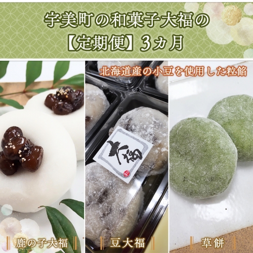 BZ014 宇美町の和菓子大福の【定期便】3カ月 北海道産の小豆を使用した粒餡