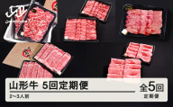 山形牛 5回 定期便 2~3人前   すき焼き  焼肉  肩ロース バラ切り落とし  カルビ モモ  tf-tkygx1560