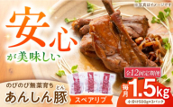 【12回定期便】あんしん豚 スペアリブ 1.5kg 豚肉 小分け 国産 白川町 / 藤井ファーム [AWAF018]